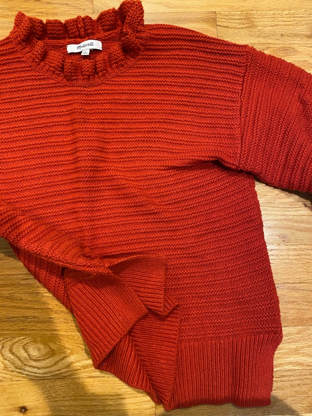 Madewell Red Ruffle Knit Sweater - Picture 5 of 8